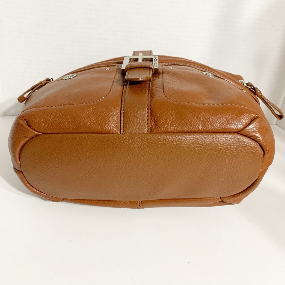 Stone and Co. Brown Leather Crossbody Shoulder Bag Fully Lined in Blue Pockets - Picture 8 of 16
